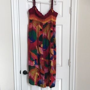 Farm Rio Tropical Dress or Cover Up with Crochet. Size XL